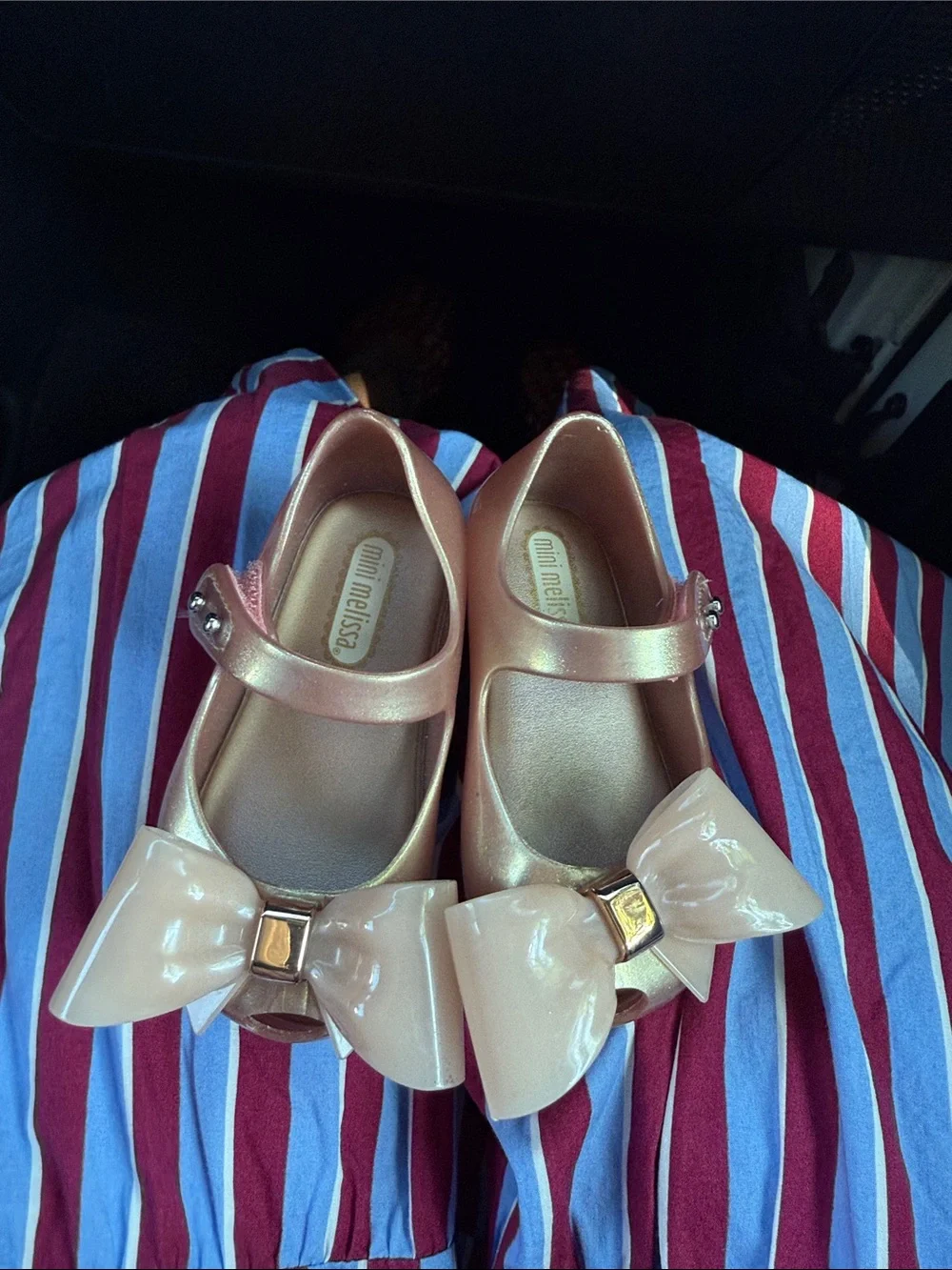 Mini Melissa Rose Gold Girls' Bow Mary Jane Shoes